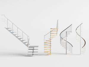现代转角楼梯和螺旋楼梯3d模型 现代转角楼梯和螺旋楼梯