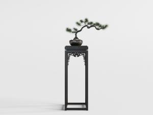 中式黑色花架盆景