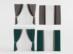 现代布艺窗帘窗纱3d模型 现代布艺窗帘窗纱