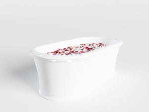 洒满花瓣的椭圆形浴缸浴盆