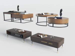 现代实木圆形长方形茶几3d模型 现代实木圆形长方形茶几