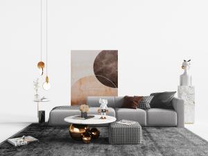 后现代多人沙发、圆形茶几组合3d模型 后现代多人沙发、圆形茶几组合