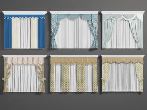 新中式窗帘窗纱3d模型 新中式窗帘窗纱