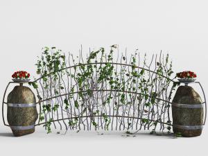 新中式植物墙围栏