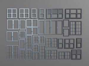 现代黑色边框的平开窗