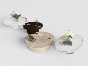 新中式圆形茶几3d模型 新中式圆形茶几