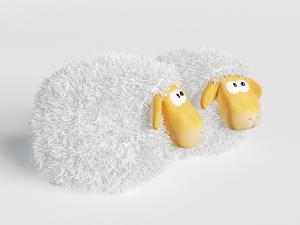 两只毛茸茸的卡通玩具羊