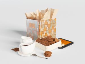 饭盒里的薄饼干和咖啡食物食品