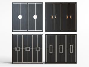 新中式黑色装饰金边的衣柜3d模型 新中式黑色装饰金边的衣柜