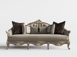 欧式简欧装饰雕花的多人沙发3d模型 欧式简欧装饰雕花的多人沙发