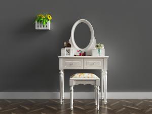 简欧欧式白色梳妆台、坐凳组合