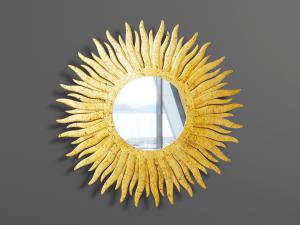 现代欧式铜制太阳放射造型的装饰镜子