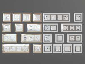 现代插座、开关3d模型 现代插座、开关