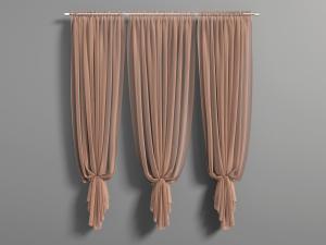 简欧褐色轻薄窗纱3d模型 简欧褐色轻薄窗纱