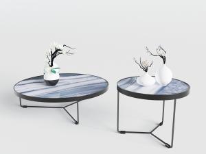 中式圆形大理石茶几和陶瓷花瓶3d模型 中式圆形大理石茶几和陶瓷花瓶