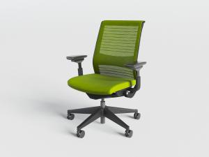 现代绿色网状靠背带扶手的办公转椅