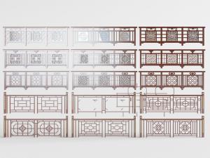 新中式金属护栏栏杆3d模型 新中式金属护栏栏杆