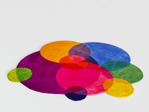 现代圆形彩色拼接地毯3d模型 现代圆形彩色拼接地毯