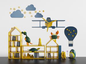 北欧房子造型的儿童收纳置物柜