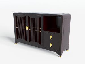 中式实木镂空柜门的玄关柜边柜