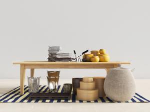 中式实木茶桌、围棋