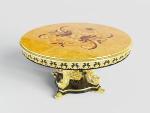 欧式圆形雕花餐桌