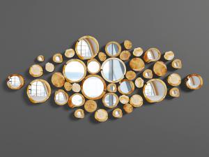 现代木桩嵌入镜面的墙饰挂件