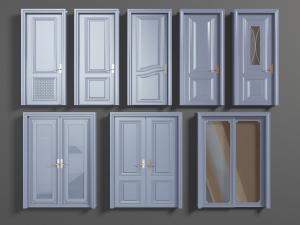 美式实木灰色平开门推拉门