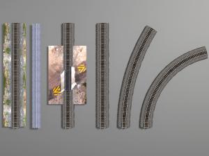 现代火车铁路金属轨道、弯轨3d模型 现代火车铁路金属轨道、弯轨