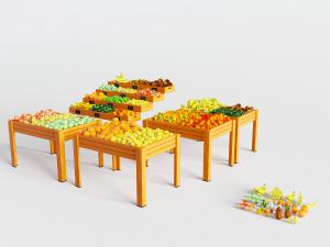 超市生鲜店水果蔬菜展示台、货架