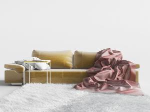 现代姜黄色多人沙发3d模型 现代姜黄色多人沙发