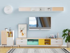 现代北欧撞色电视柜、边柜