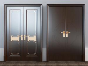 中式实木双扇平开门