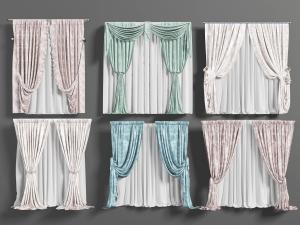 欧式花纹图案装饰花边的窗帘窗纱3d模型 欧式花纹图案装饰花边的窗帘窗纱