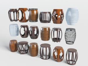 中式实木镂空鼓凳坐墩