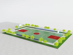 绿色地面的篮球场体育设施