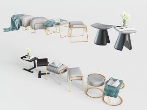 新中式坐墩脚踏边几