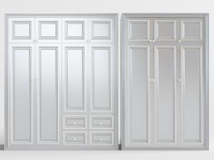 简欧白色实木衣柜3d模型 简欧白色实木衣柜