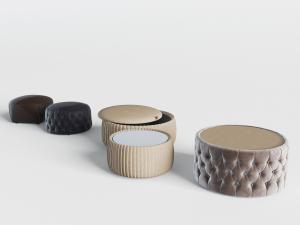 简欧菱形花纹可收纳的圆形坐墩换鞋凳