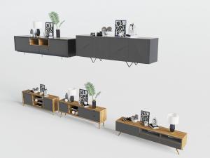 现代黑灰色电视柜