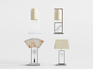 中式装饰竹子、梅花图案的台灯