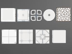 新中式方形吸顶灯3d模型 新中式方形吸顶灯