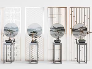 中式花架松树盆景盆栽