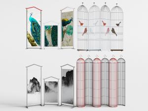 中式可折叠屏风