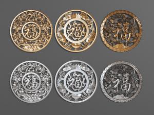 中式中间带福字的圆形墙饰挂件