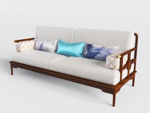 新中式实木多人沙发3d模型 新中式实木多人沙发