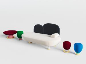 现代圆角型美人榻贵妃椅、沙发凳子