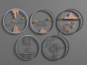 中式黑色圆形边框的墙饰挂件