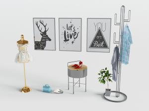 现代金属仙人掌造型的衣架3d模型 现代金属仙人掌造型的衣架
