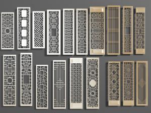 中式金属拼花隔断3d模型 中式金属拼花隔断